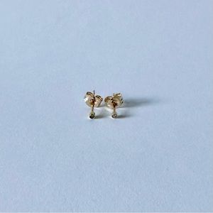 Tiny 14k Yellow Gold & Diamond Bezel Studs